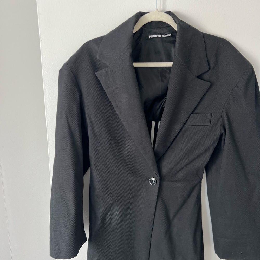 Source Unknown Oversized Black Blazer, cinched wa… - image 2